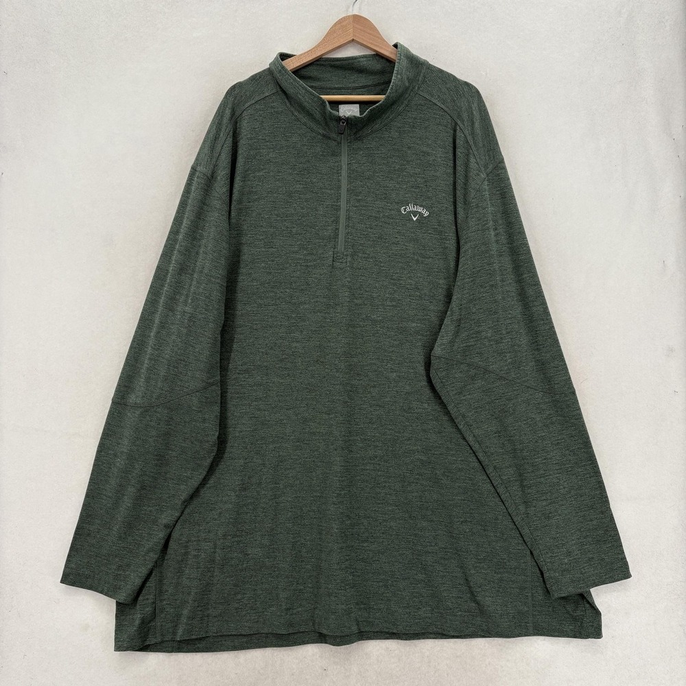 Callaway Pullover Mens 5XLT Green 1/4 Zip Long Sleeve Golf Stretch Performance